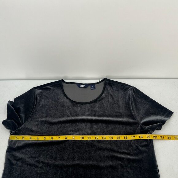 Lands' End Size 10/12 Black Gray Velvet T-Shirt Cozy Soft Holiday Layering - Picture 5 of 10